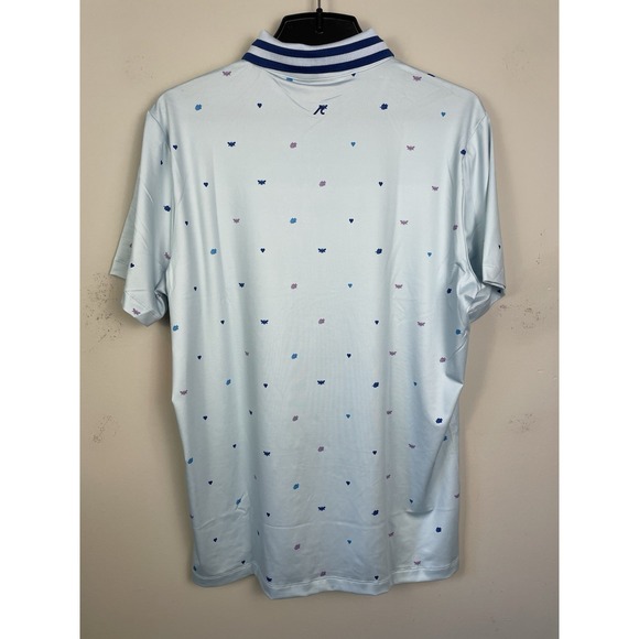 NEW Redvanly Langham Polo Men Large Golf Breeze Blue Performance Stretch AOP - Picture 3 of 8